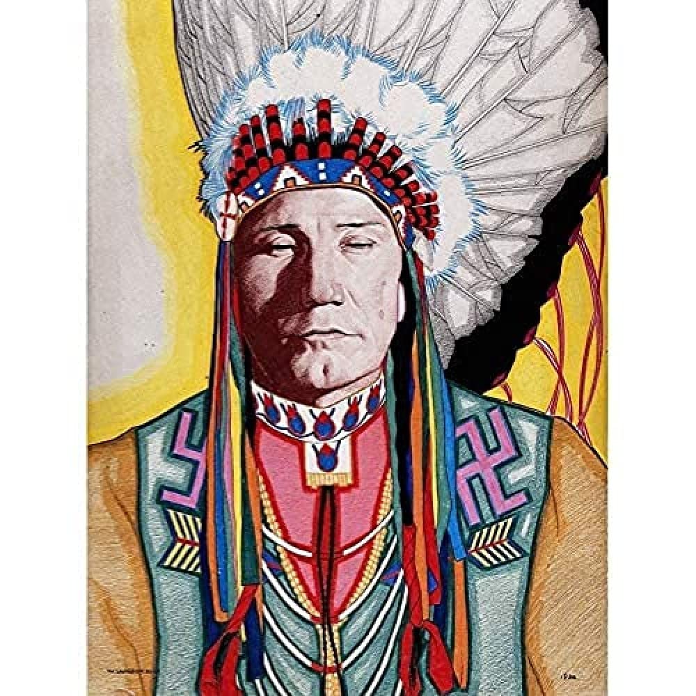 Kihn Yellowhead Medicine Man Native American Portrait Art Print Canvas Premium Wall Decor Poster Mural