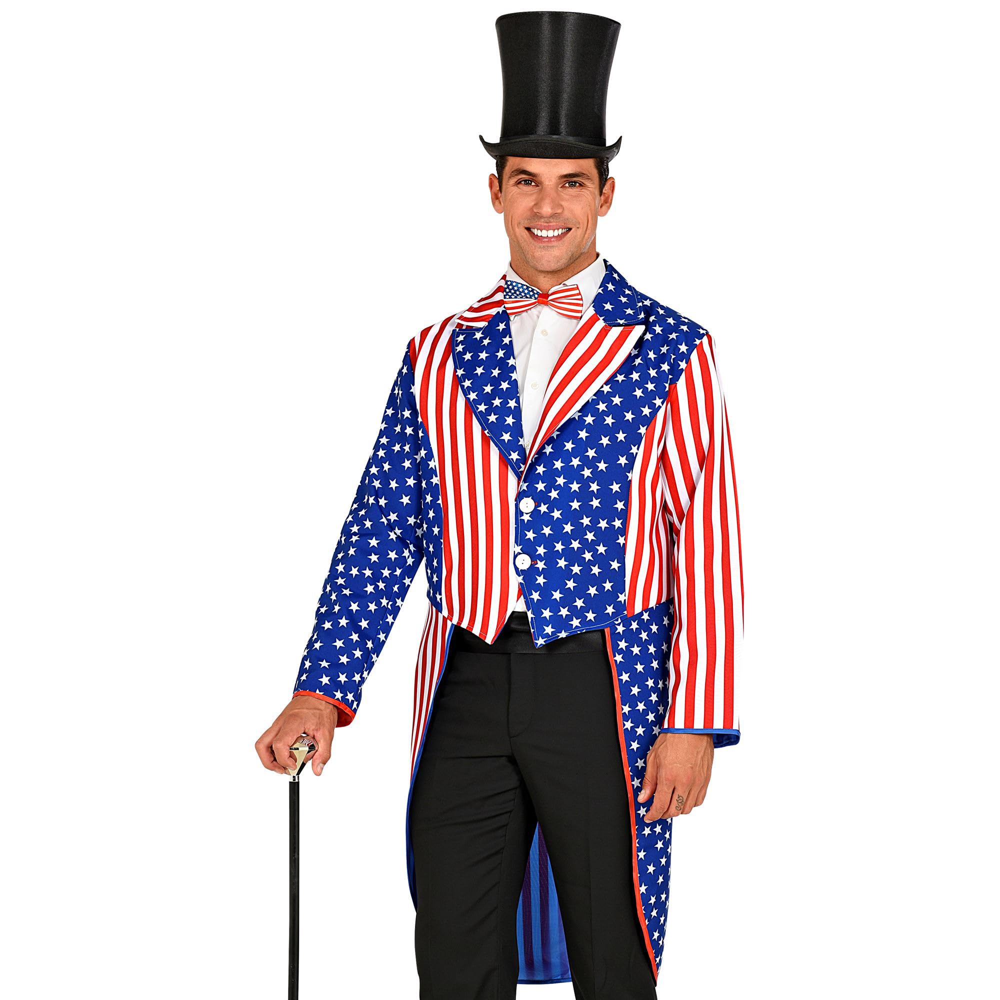 WIDMANN 48271 USA Parade Dress for Men, Guard Uniform, Stars and Stripes, American Flag, Costume, Carnival, Theme Party, Multicoloured, S