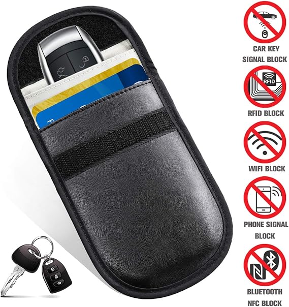 Car Key Signal Blocker Pouch, Tvird PU leather Keyless Car Key Signal