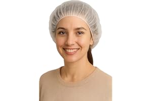 CocoAtlas Disposable Bouffant Caps, 21 inch Hair Nets, 100 Pack, White