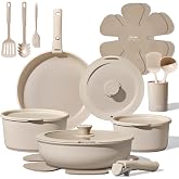 CAROTE 21pcs Pots and Pans Set Non Stick, Detachable Handle Cookware Sets | Ultra Nonstick, Space Saving, Dishwasher &amp; Oven Safe, Non-Toxic Kitchen/Apartment/Camping/RV/ Traveling, Taupe