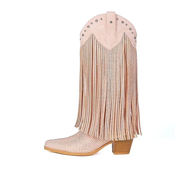AIJIVOU WOMEN’S RHINESTONE FRINGE COWGIRL BOOTS, SPARKLY WESTERN...