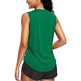SANTINY Sleeveless Workout Tops for Women Breathable Lightweight Athletic Running Tank Tops Active Tennis Yoga Shirts