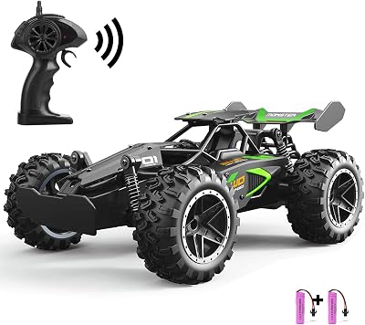 SZJJX 2.4GHz RC Car 15KMH 2WD Off-Road Green with 2 Batteries