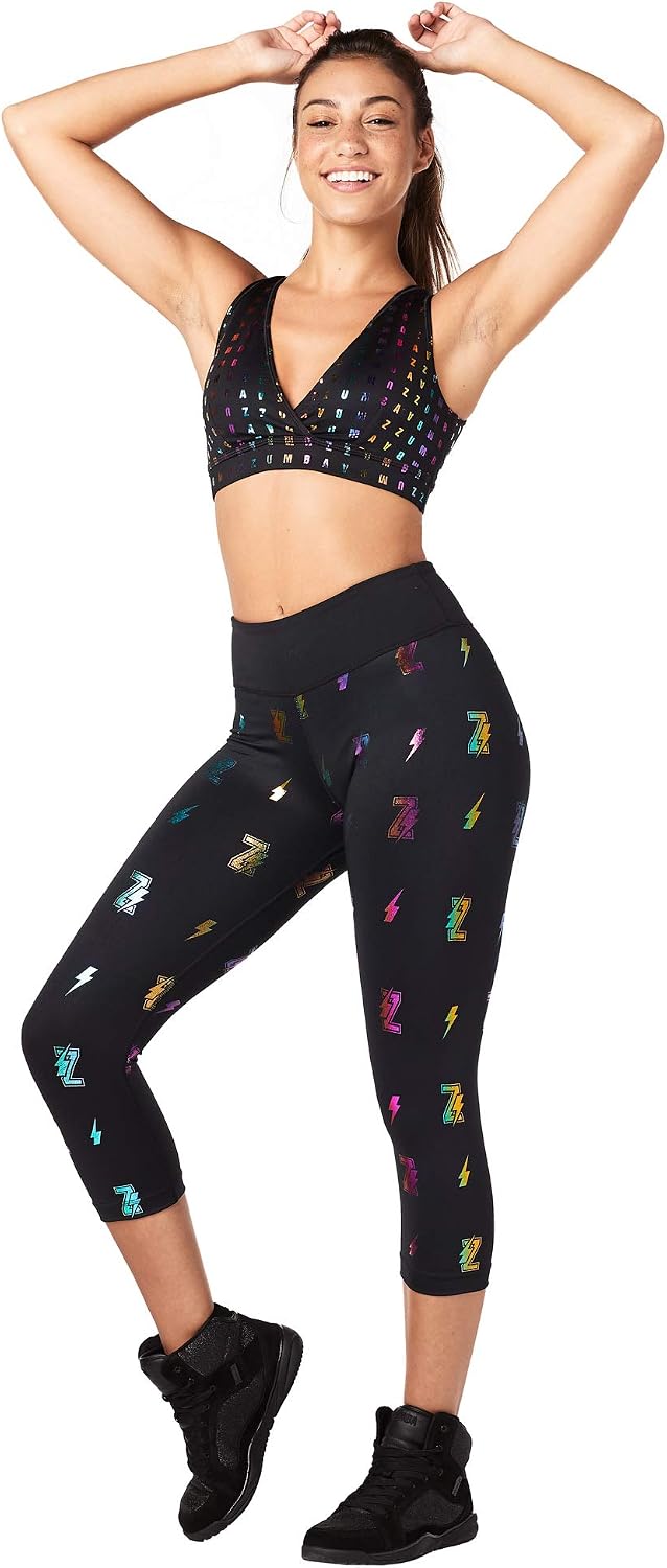 Zumba Metallic Print Capri Leggings 