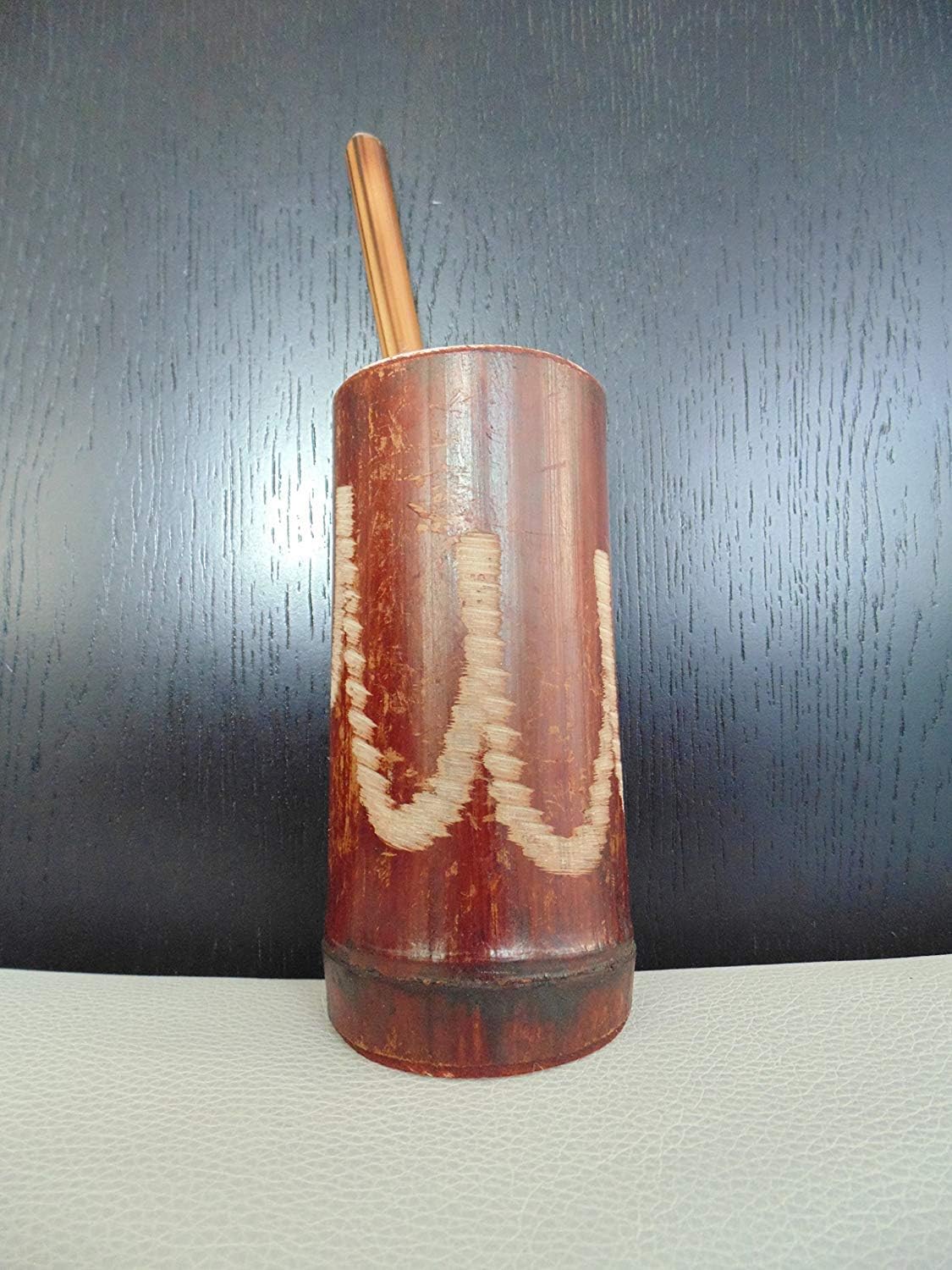 ARTISAN CANE YERBA MATE GOURD CUP SET WITH STRAW/MATE ARTESANAL DE CANA CON BOMBILLA FROM ARGENTINA (F9)