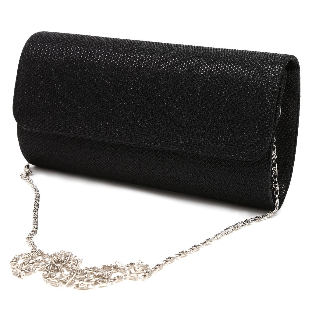 IOOOFU Women's Evening Shoulder Bag Bridal Clutch Party Prom Wedding Envelope Handbag - Black, 20x11x5cm/7.87x4.33x1.97in