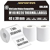 M220 Labels M110 Thermal Labels for Phomemo M100 for Print Master M120 M220 M110 M200 M221 Label Maker Tape for CLABEL 221B Refill N20 Label Tape 1.57'' x 1.18'' 40x30mm 3 Rolls