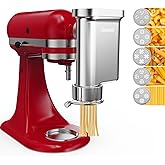 Metal Gourmet Pasta Press Attachment for KitchenAid Stand Mixer – Durable Pasta Maker Attachment with 5 Interchangeable Plate
