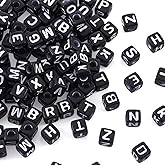 FASHEWELRY 500Pcs Cube Acrylic Letter Beads 5x5x5mm Black Square A-Z Alphabet Beads for DIY Bracelet Necklace Jewelry Making