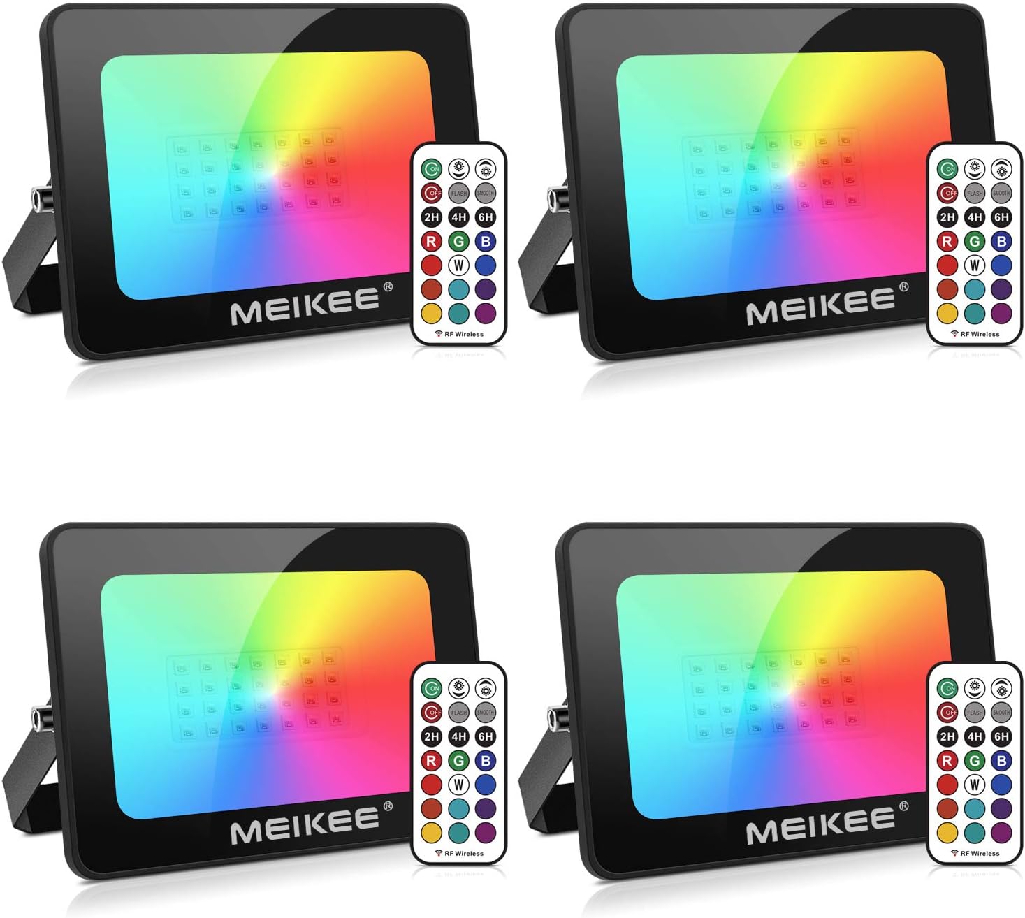 MEIKEE 4 Pack 35W RGB LED Flood Lights, Color Changing Flood Light with