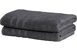 Mosobam Luxury Turkish Set of 2 Bath Towels 30X58 Charcoal Gray (Dark Grey) 700 GSM Bamboo Viscose & Aegean Turkish Combed Cotton