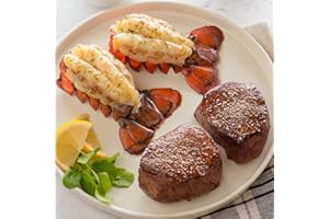 Lobster Gram Ship to Shore Dinner For Two – 2 Fresh Maine Lobster Tails, 2 Filet Mignons, and 2 New England Clam Chowders – Fresh & Gourmet