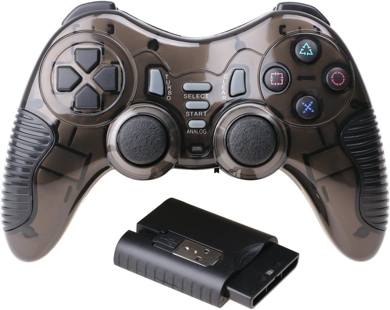 eErlik 6 in 1 2.4G Dual Vibration Wireless Controller with LED Indicators for PS2 PS3 PC Android TV.
