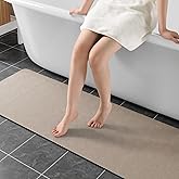 Bathroom Mat Rugs 47x17, Long Diatomaceous Earth Bath Mat Large Quick Dry Bath Mat Non Slip Rubber Backed Super Absorbent Shower Mat, Thin Bathroom Runner Rugs Floor Mat Fit Under Door, Taupe