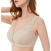 Aivtalk Women's Zip Front Sport Bra Plus Size Wirefree Lace Bra Full Coverage T-Shirt Bra