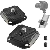 2 Pack Arca-Swiss Plate, Quick Release Plate Camera Mount for Tripod,38mm Arca-Swiss Mount Plate with Safety Pins, Lightweight Aluminum for Tripod/Monopod/Strap, 1/4" Screw Compatible Camera,0.67oz