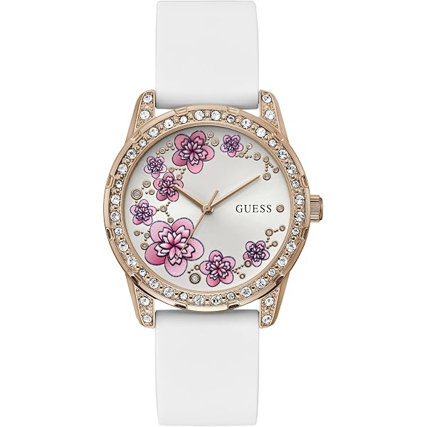 Amazon.com: Guess Ladies 39mm Watch - Pink Strap White Dial  display picture 3