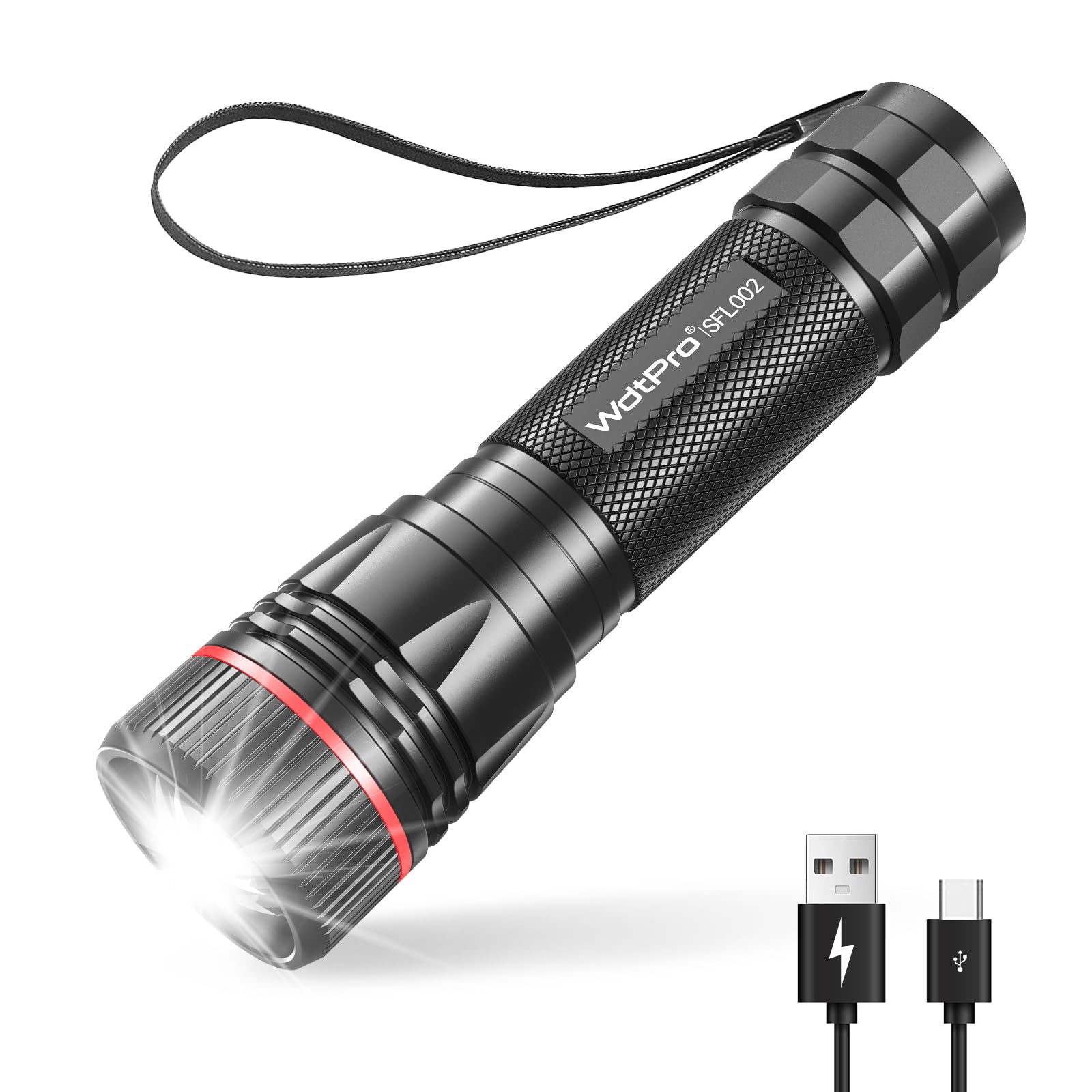Photo 1 of WdtPro Rechargeable Flashlights High Lumens, 1 Pack 10H Long Lasting Super Bright EDC Flashlights, LED Mini Tactical Flash Lights for Camping Emergency, Drop & Water Resistant (Battery Included)