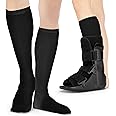 BraceAbility Walking Boot Sock Liners – (1 Pair) Replacement Medical Tube Socks for Under Orthopedic, Air CAM Walkers, Fracture Boots, and Surgical Foot Cast Shoes for Men or Women (Tall Black)