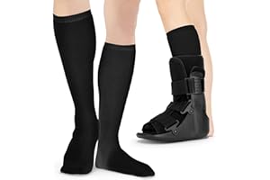 BraceAbility Walking Boot Sock Liners – (1 Pair) Replacement Medical Tube Socks for Under Orthopedic, Air CAM Walkers, Fracture Boots, and Surgical Foot Cast Shoes for Men or Women (Tall Black)