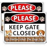2Pack Dog Signs - 12"x8" Reflective Aluminum, Keep Gate Closed, Welcome Dog Door, Easy to Mount