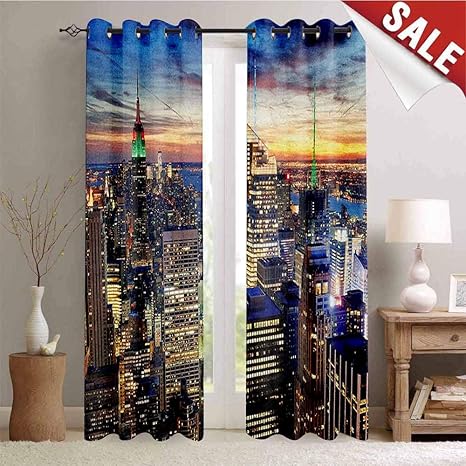Amazon Com Unoseks Lanzon New York Thermal Gromets Curtain Multi