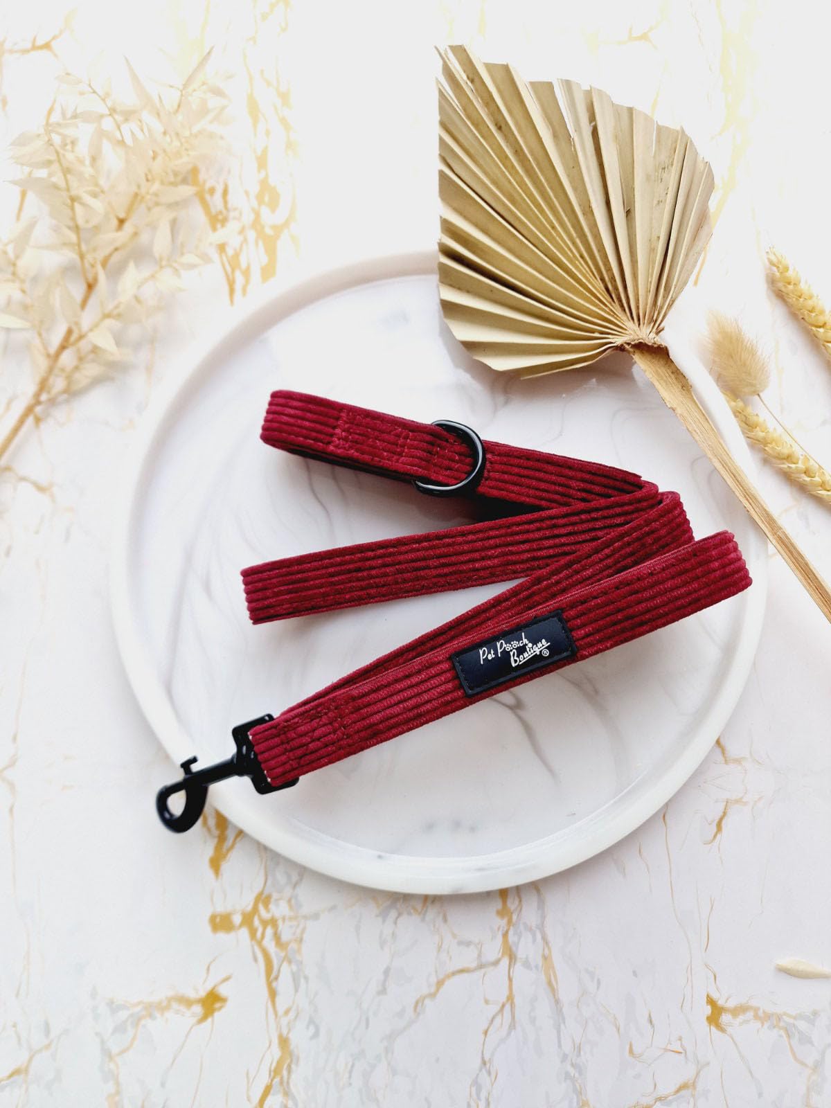 BURGUNDY RED CORD DOG LEAD - REVERSIBLE