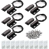 Gebildet 5pcs Recessed Wired Security Window Gate Contact Sensor Alarm Magnetic Reed Switch Black, Magnetic Door Sensor, Normally Closed Magnetic Switch