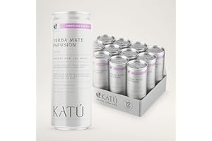 Katú Sparkling Hibiscus, Naturally Sweet Brewed Yerba Mate Infusion with Hibiscus and Mint - 12 Pack of 12 Oz Cans