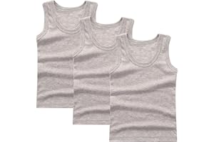 Zzalalana 3 Pack Boys Girls Cotton Tank Tops Kids Athletic Tanks Summer Solid Color Sleeveless Undershirts 2-14 Years