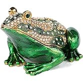 Janshe Cul Frog Trinket Boxes Hinged Enamel Hand-Painted Jewelry Box Animals Figurine Craft Ornaments Unique Gift for Home Decor