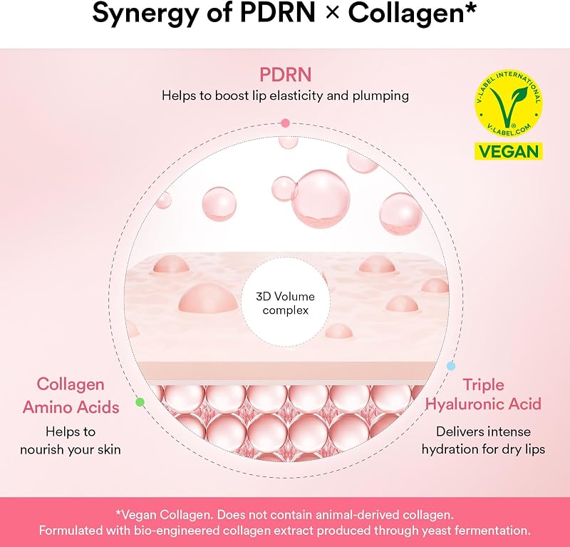 PDRN Collagen Lip Mask Glazed Jelly 0,38 fl oz / 11 ml | Mascarilla labial coreana hidratante, bálsamo nocturno Overnight Sleeping Mask para labios secos y agrietados, idea de regalo para mujer — foto 4 de 8