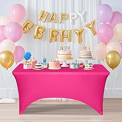 2 Pack 6 Feet Fuchsia Spandex Tablecloth for