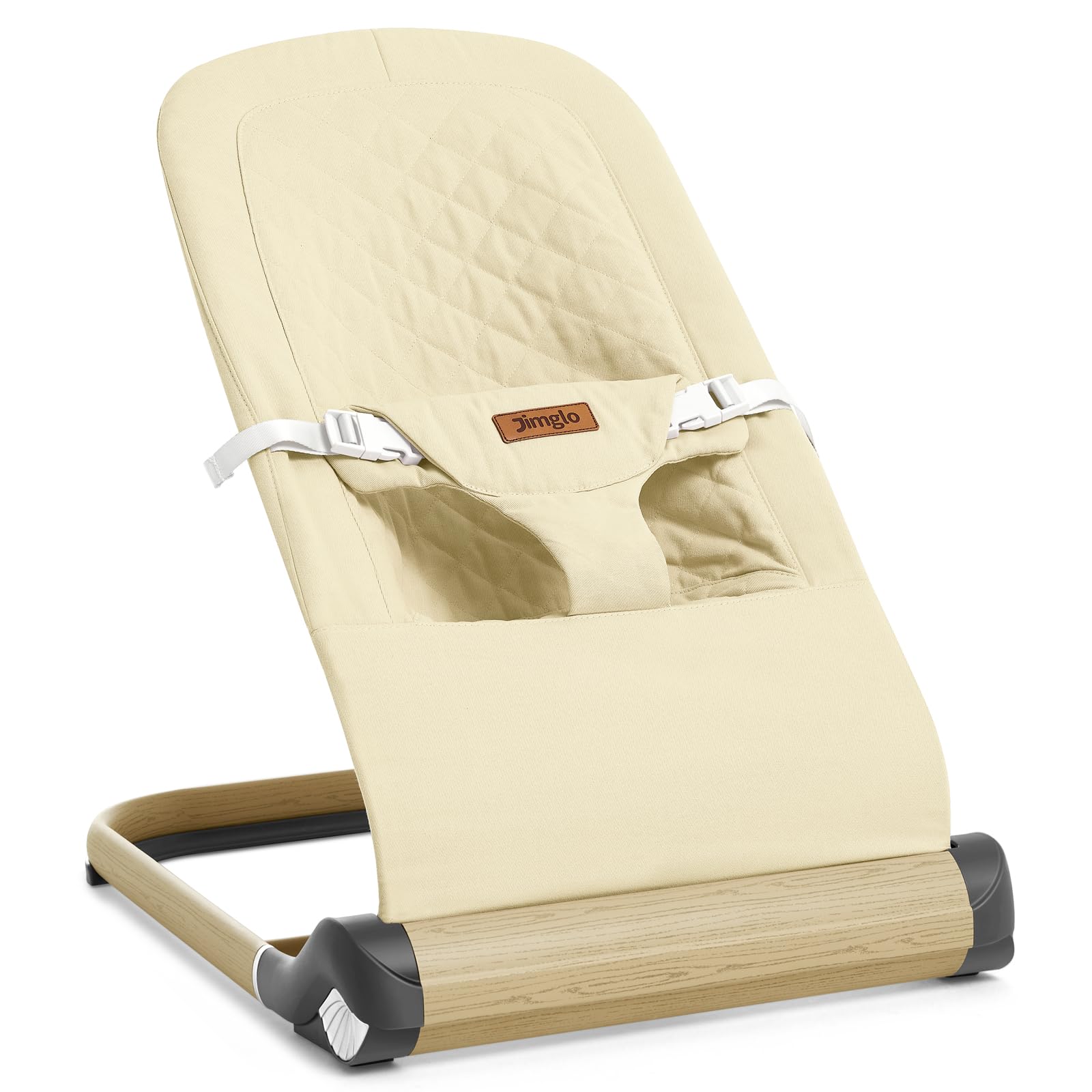 Baby Bouncer, Foldable Infant Bouncer for Babies, Portable Baby Bouncer Seat with Adjustable Height(Cotton, Beige)