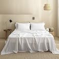 Simple&Opulence 100% French Linen Sheets King Set – 4 Piece Natural Bedding, Breathable & Soft (White) - View #5