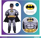 amscan Batman Kids Costume 4-6 Years Grey Deluxe Jumpsuit Cape Mask view 3