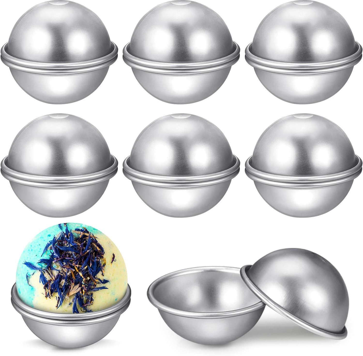 16 Pieces 6 cm/ 2.36 Inch Diameter Bath Bomb Moulds DIY Metal Bath Bomb