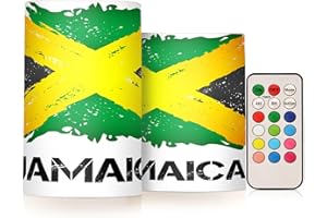 Flag Jamaica Brush Strokes Grunge Style Realistic Candles Battery Operated with Remote and Timers for Holiday Wedding Dinner 
