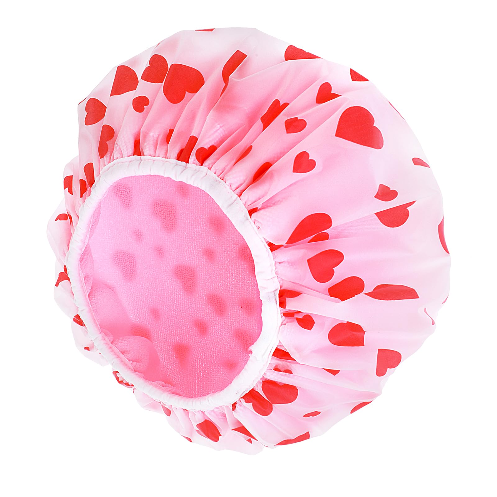 Ymapinc Pink Shower Cap, Terry Cloth Lined Pink Shower Bath Hat with Comfortable Elastic Band, Double Layer Design, Hotel Travel Essentials Accessories Cleaning Supplies