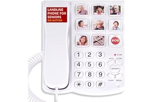 Uvital Big Button Phone for Seniors, Corded Landline Phone with 9 One-Touch Dialing Big Buttons, Hands-Free Calling, Loud Rin