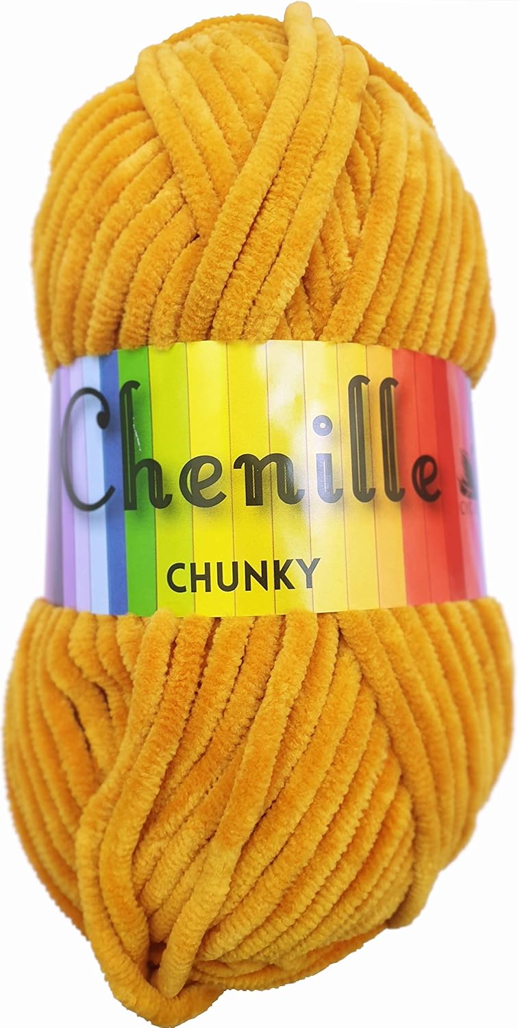 Chenille Chunky 100g Knitting Yarn (Mustard 4547) Amazon.co.uk