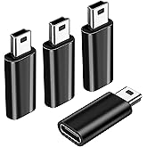 TFAK USB-C to Mini USB Adapter 4Pack, Mini USB to USB C Convert Connector | Type C Female to Mini USB 2.0 Male Adapter, 480Mbps Data Transfer, 3A Charging, for Digital Camera, GPS, MP3 Player, Dash Cam