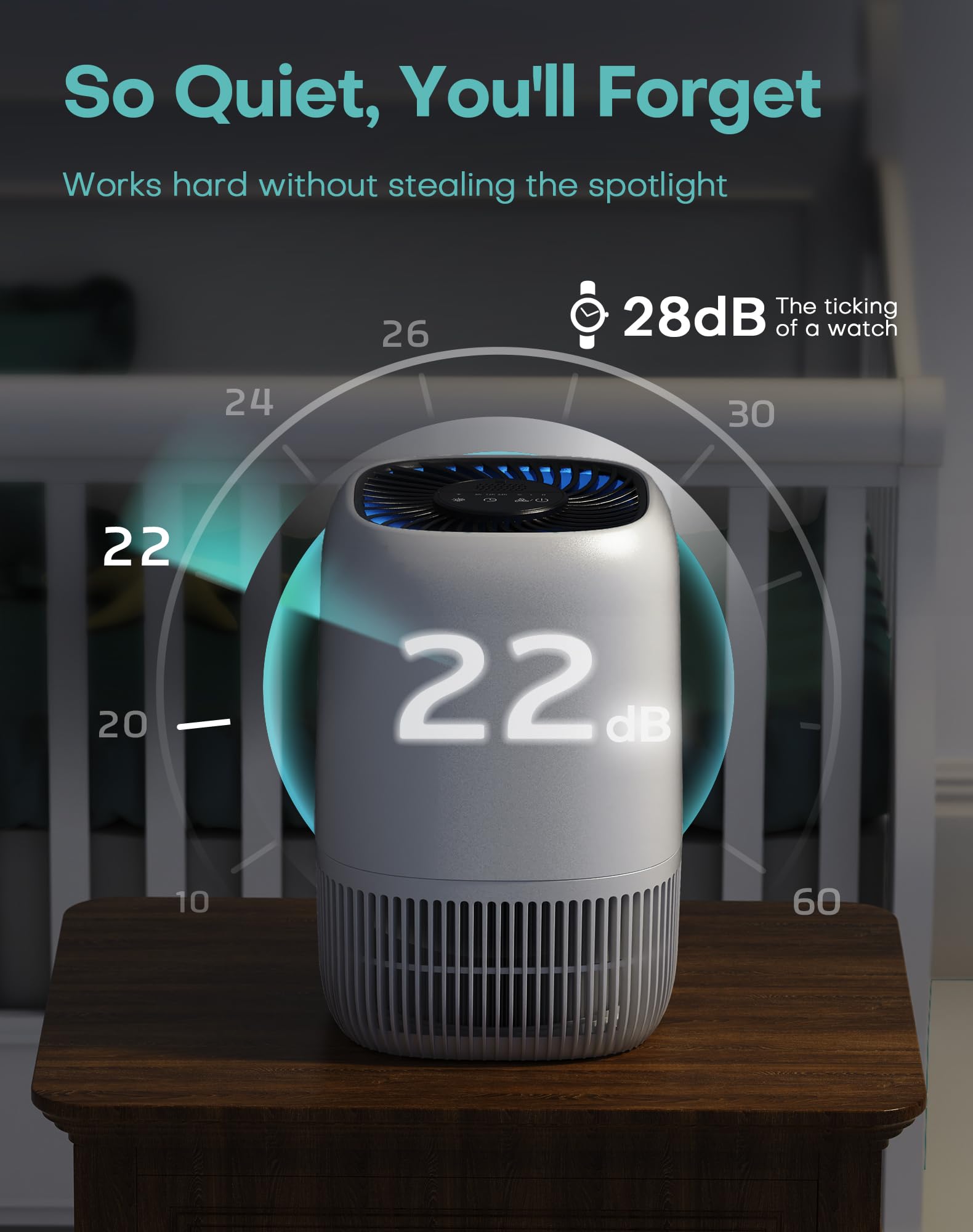 Air Purifiers for Home with H13 True HEPA Filter Up to 1076 Ft² for Pet Hair, Odors, Pollen, Smoke, Compact Air Cleaner with 3 Speeds, Timer, Aroma Quiet 360°Intake Filter, White