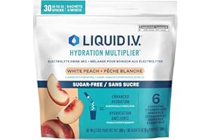 Liquid I.V. Hydration Multiplier Sugar-Free Drink Mix, White Peach, 30 x 10g Stick Packs