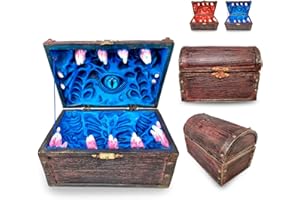 Power Beast Dungeon Mimic Chest Dice Storage Box with Glass Eye, Miniatures and Dungeons and Dragons Accessories, D&D Gift, DND, Dungeon Master, Holds up to 5 Sets of Polyhedral Dice. RPG Game. (BLUE)