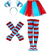 Women Tutu Costume Accessories Set with Headband Sunglasses Halloween 80s Cosplay Birthday Party Girls