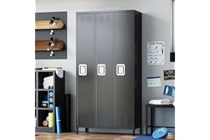 GarveeHome 3-Door Metal Locker with Lock 71 Inch High, Heavy Duty Storage Locker for Employees School Office Gym Home Garage,