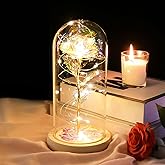 Valentines Day Rose Gifts for Her, Galaxy Glass Rose Forever Preserved Flowers for Delivery Prime in Glass Dome, Birthday Valentine's Day Gifts for Women Mom Girlfriend Wife Daughter, Rainbow