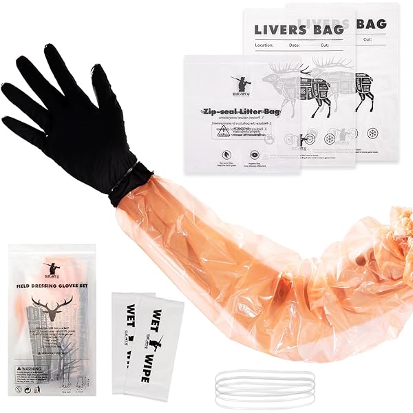 Field Dressing Groves Set For Deer Gutting Cleaning Disposable, 10 Set Hunting Field Games Processing Gloves Tool Kit Full Shoulder Length Wrist Length Gloves Combo Pack 20 Pairs - View #5
